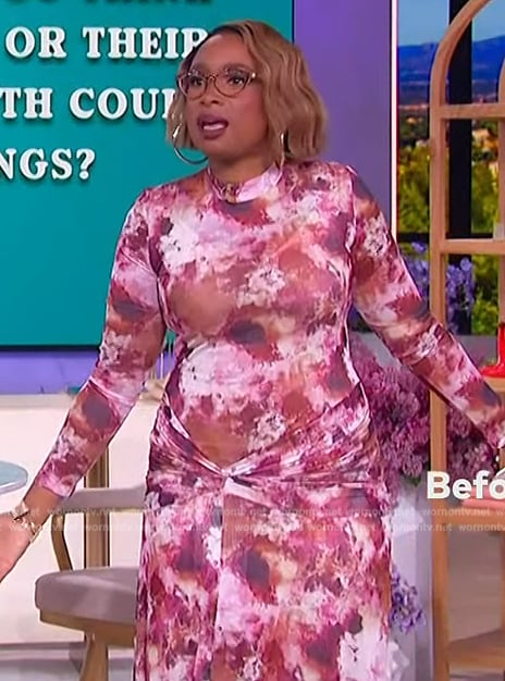 Jennifer’s pink floral mesh dress on The Jennifer Hudson Show