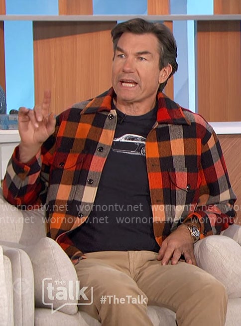 Jerry’s orange checked overshirt on The Talk