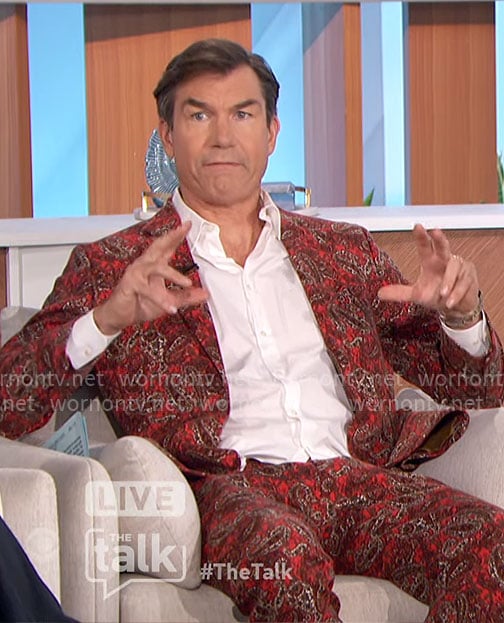 Jerry's red paisley print suit on The Talk