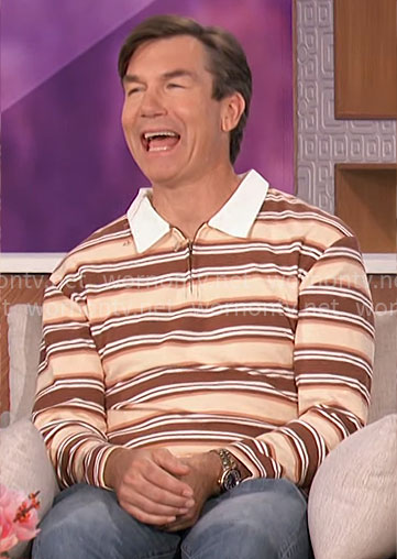 Jerry’s striped long sleeve polo shirt on The Talk