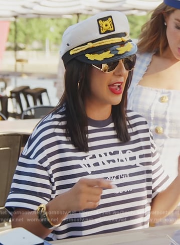 Jessel's stripe versace top and sunglasses on The Real Housewives of New York City