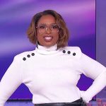 Jennifer’s white button shoulder sweater on The Jennifer Hudson Show