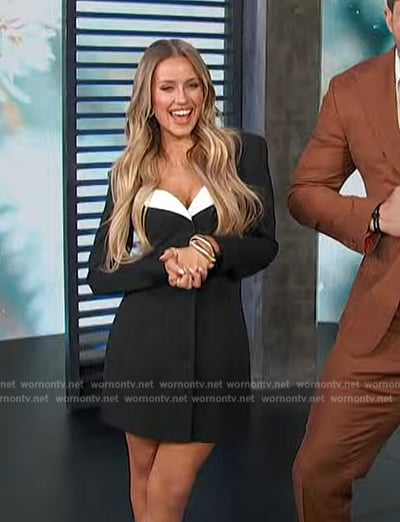 Jessica’s contrast trim dress on Access Hollywood