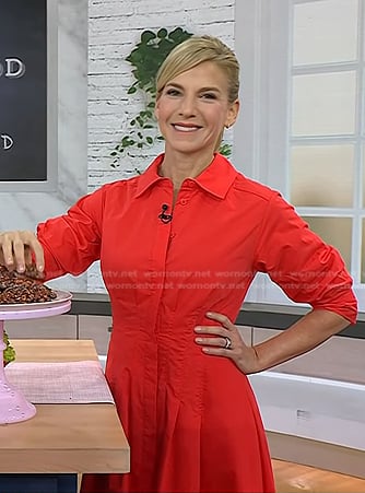 Jessica Seinfeld's red poplin shirtdress on Today