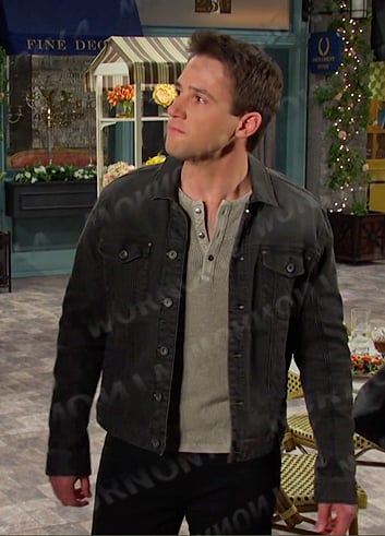 JJ’s grey waffle henley shirt on Days of our Lives