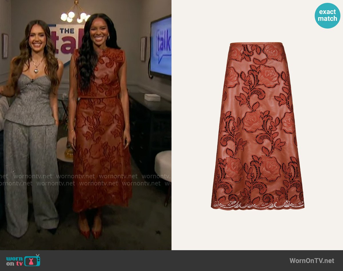 Johanna Ortiz Atardecer De Azafran Skirt worn by Lizzy Mathis on The Talk