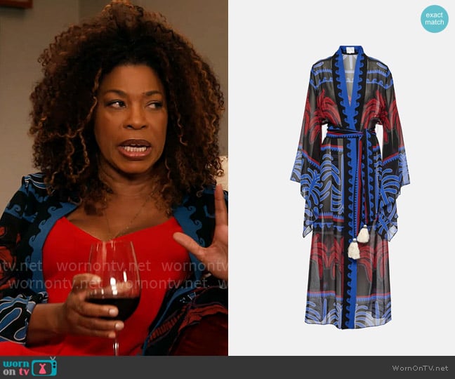 Johanna Ortiz Twende Kimono Coverup worn by Viola Marsette (Lorraine Toussaint) on The Equalizer