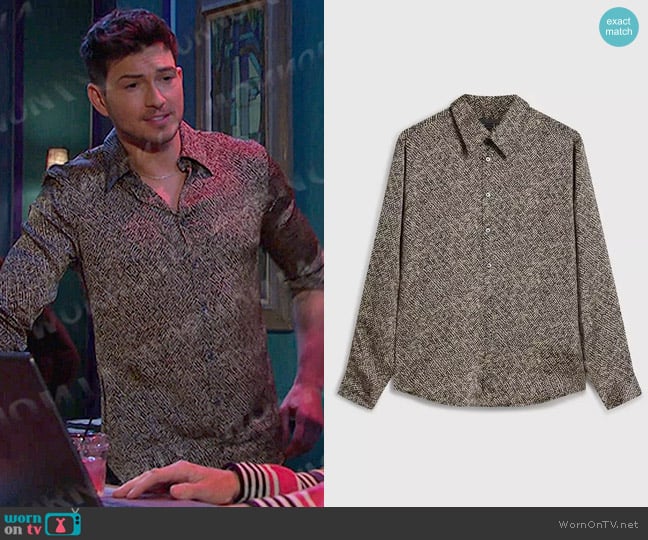 John Varvatos Betwood Shirt in Camel worn by Alexander Kiriakis (Robert Scott Wilson) on Days of our Lives