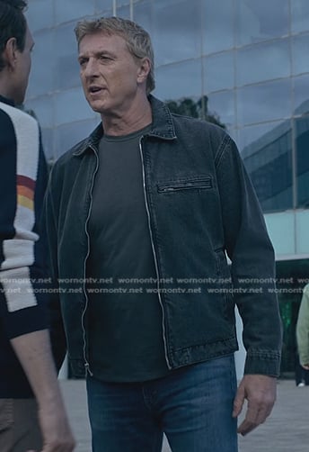 Johnny's black denim zip jacket on Cobra Kai