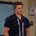 Johnny’s navy print panel shirt on Days of our Lives