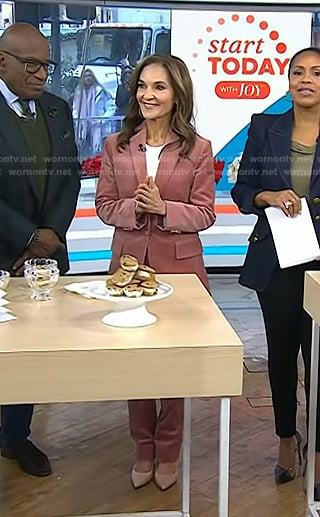 Joy Bauer's pink velvet blazer and pants on Today