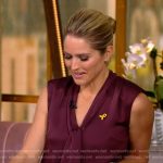 Sara’s burgundy tie neck top on The View