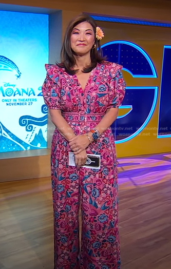 Juju’s pink floral jumpsuit on Good Morning America