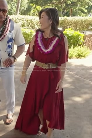 Juju’s red cold shoulder ruffle dress on Good Morning America