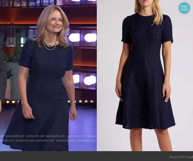 Julia Jordan Metalllic Tweed Fit & Flare Cocktail Dress worn by Alison Brown on The Kelly Clarkson Show