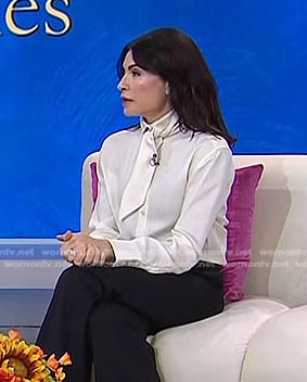 Julianna Margulies’s white tie neck blouse on Today