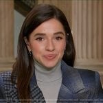 Julie’s blue mixed plaid blazer on NBC News Daily