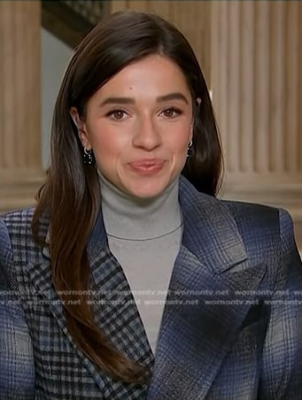 Julie's blue mixed plaid blazer on NBC News Daily