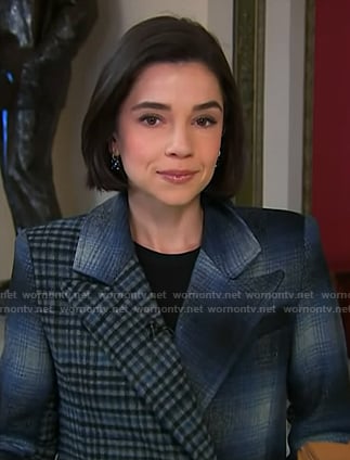 Julie's blue mixed plaid blazer on NBC News Daily