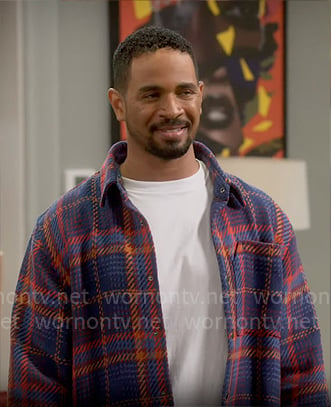 Junior's plaid shirt jacket on Poppas House