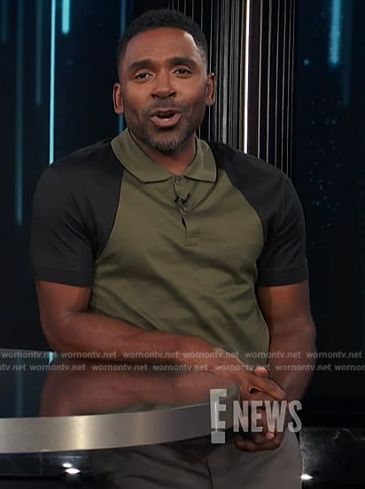 Justin's green colorblock polo on E! News