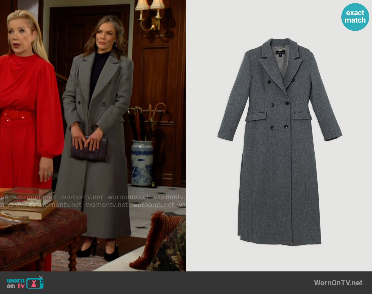 Karen Millen Italian Wool Mix Maxi Double Breasted Tailored Coat worn by Diane Jenkins (Susan Walters) on The Young and the Restless