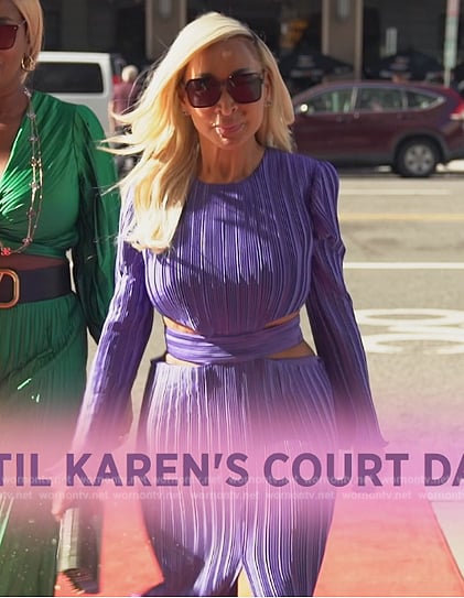 Karen's purple cutout dress on The Real Housewives of Potomac