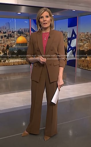 Kate’s brown blazer and pant suit on NBC News Daily