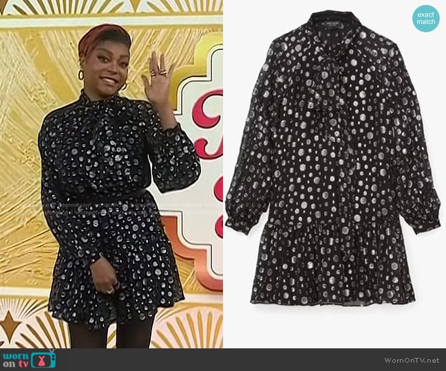 Kate Spade Space Dot Tie-neck Dress in Silver worn by Taraji P. Henson on Today