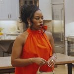 Keiarna’s red mock neck mini dress on The Real Housewives of Potomac