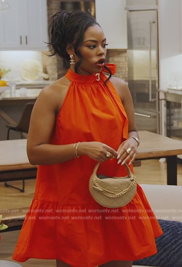 Keiarna's red mock neck mini dress on The Real Housewives of Potomac