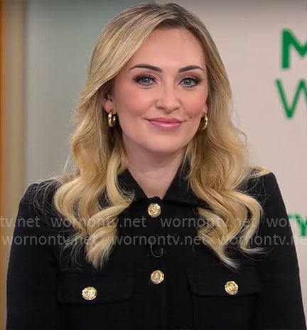 Kelly O'Grady's black jacket with gold buttons on CBS Mornings