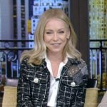 Kelly’s black tweed jacket on Live with Kelly and Mark