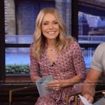 Kelly’s geometric print wrap dress on Live with Kelly and Mark
