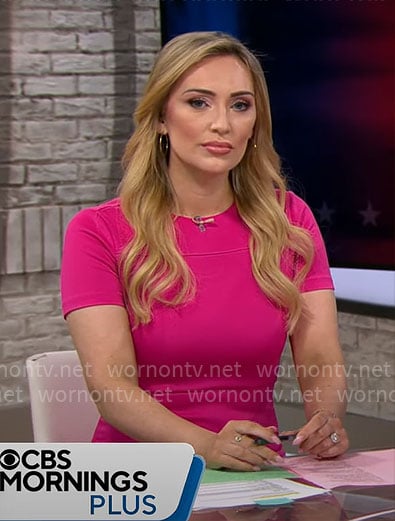 Kelly O'Grady's pink short sleeve dress on CBS Mornings