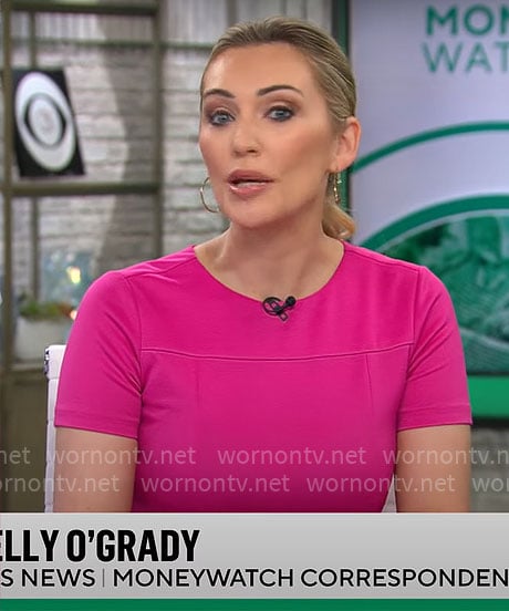 Kelly O’Grady’s pink short sleeve dress on CBS Mornings