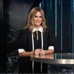 Keltie's black contrast tie neck dress on E! News