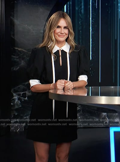 Keltie’s black contrast tie neck dress on E! News