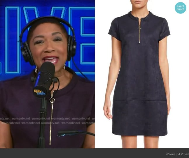 Kensie  Faux suede midi shift dress worn by Deja Vu on Live with Kelly and Mark