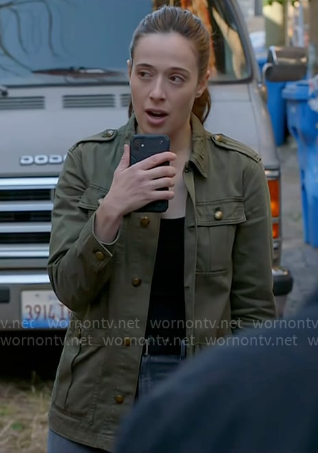 Kim’s green utility jacket on Chicago PD