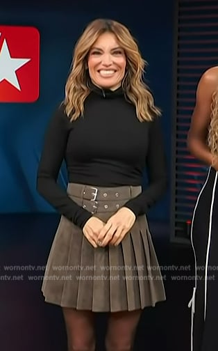 Kit's suede belted mini skirt on Access Hollywood