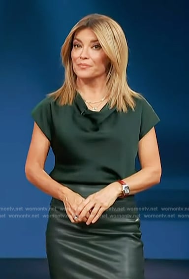 Kit’s green cowl neck top on Access Hollywood