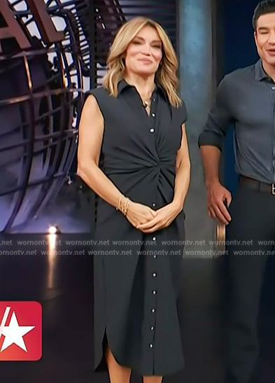 Kit's navy twist front shirtdress on Access Hollywood