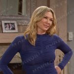 Kristen’s blue ruched front dress on Days of our Lives