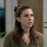 Kristina’s green v-neck cardigan on General Hospital