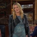 Kristen’s blue lace knit dress and black jacket on Days of our Lives