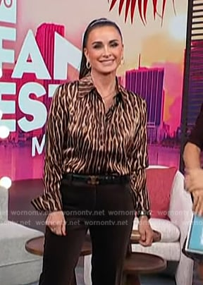 Kyle Richards’ leopard print satin shirt on Access Hollywood