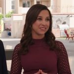 Lacey Chabert’s purple crochet sleeve top on Celebrations with Lacey Chabert