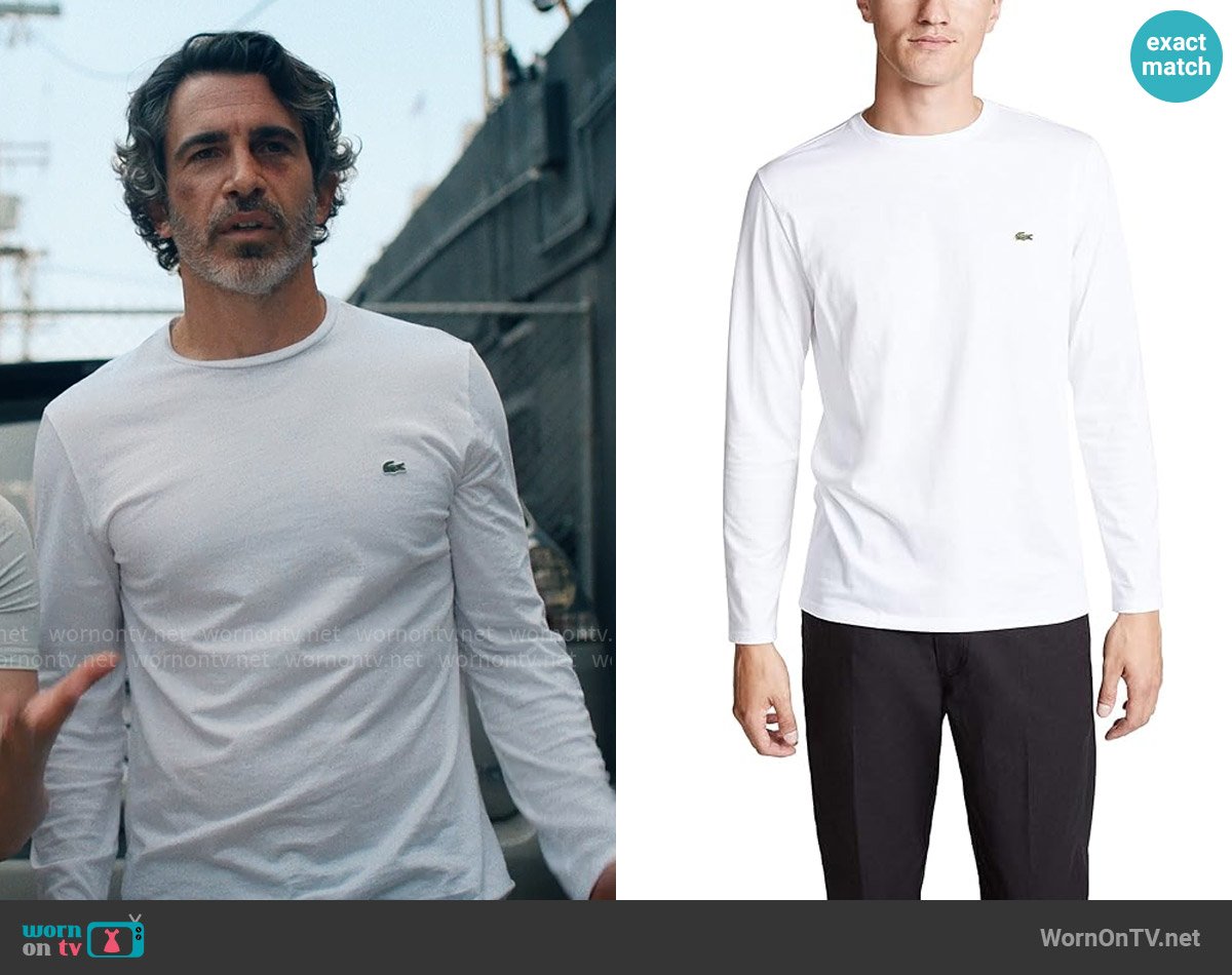 Nathan’s white long sleeve t-shirt on Based on a True Story