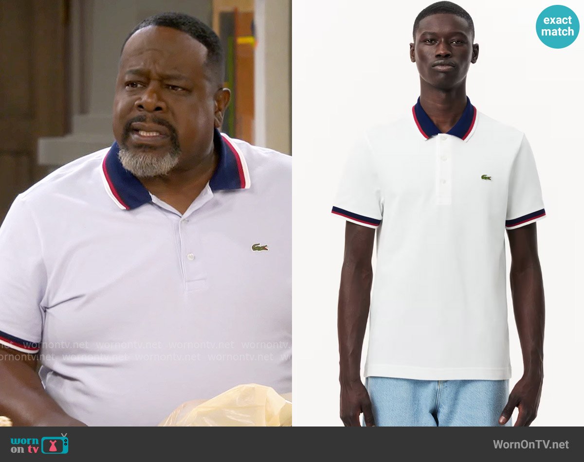 Lacoste Regular Fit Stretch Mini Piqué Polo worn by Calvin (Cedric The Entertainer) on The Neighborhood